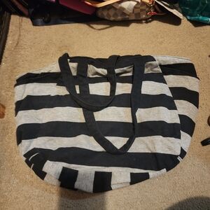 Black and Gray Striped Tote Bag